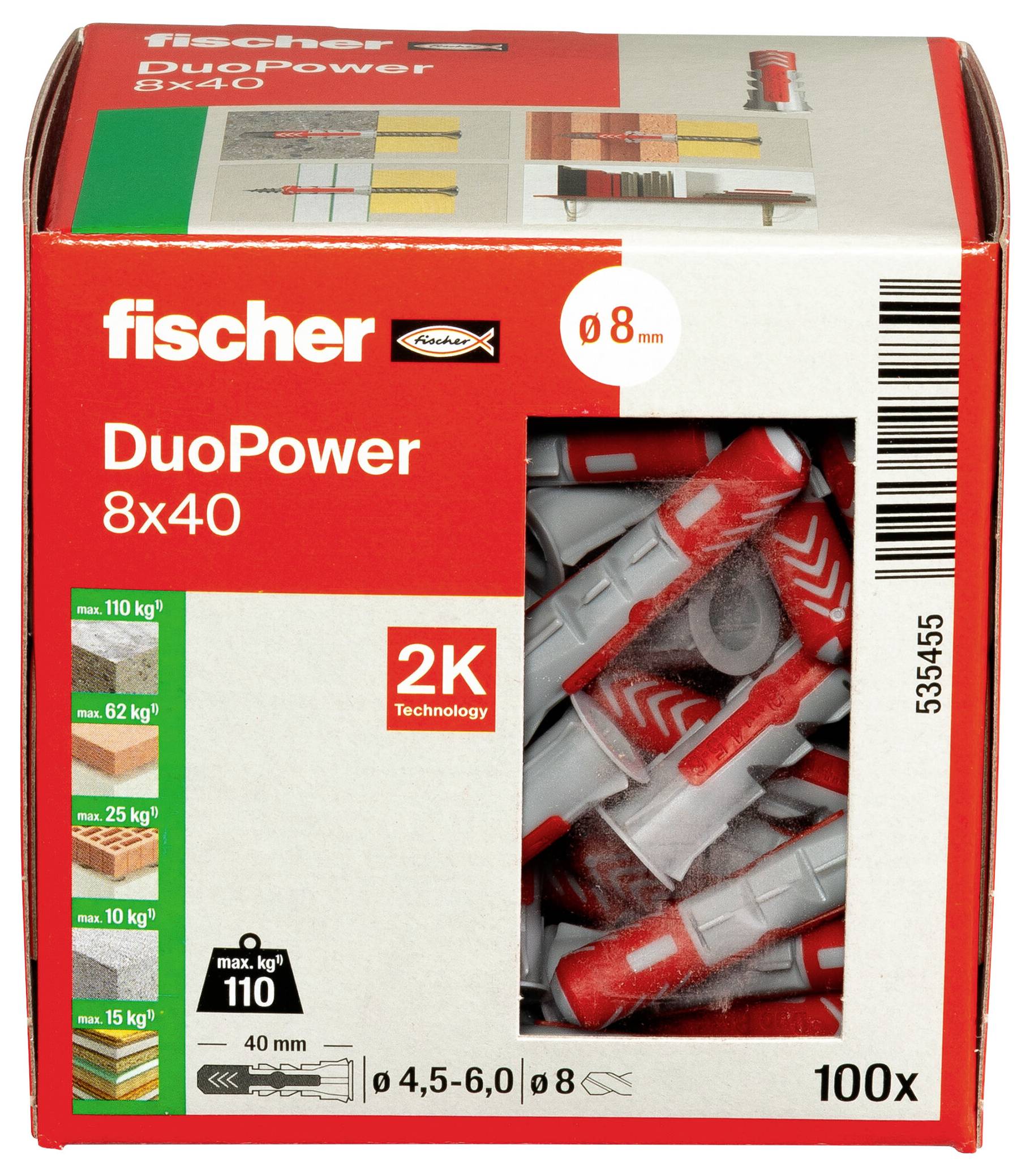 Fischer 535455 DUOPOWER 8x40 LD 2-Komponenten-Dübel 40 mm 8 mm 100 St.