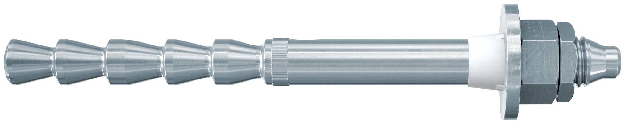 Metallischer Präzisionswelle mit abgestuften zylindrischen Abschnitten und gewindeltem Ende, horizontal auf weißem Hintergrund dargestellt.