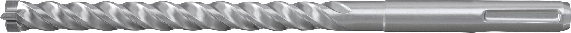 Metallbohrmeißel mit Wendelnuten und Sechskantschaft, horizontal auf weißem Hintergrund dargestellt.