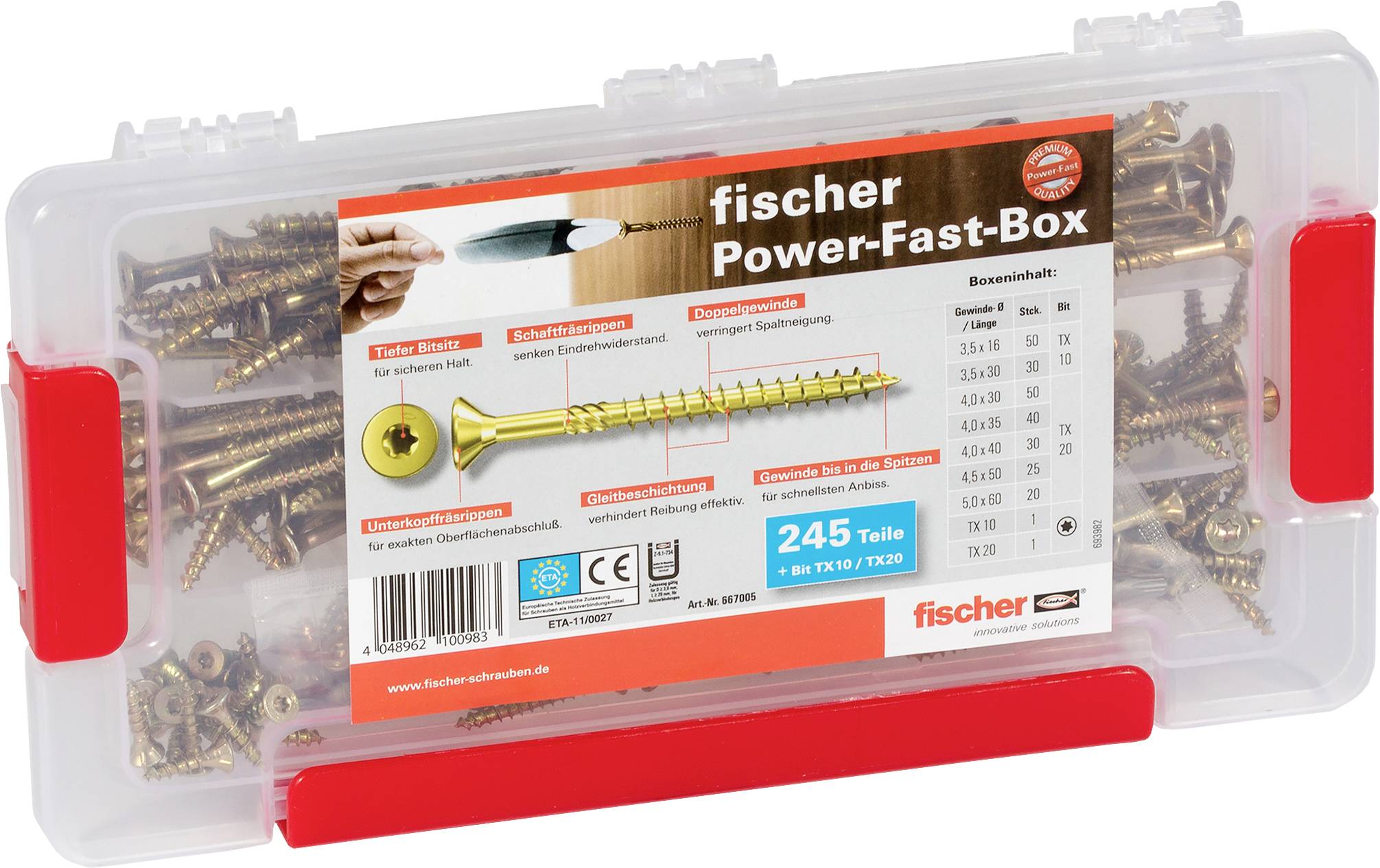 Fischer 667005 Spanplattenschraube 3.5 mm 50 mm Sechsrund 1 St.