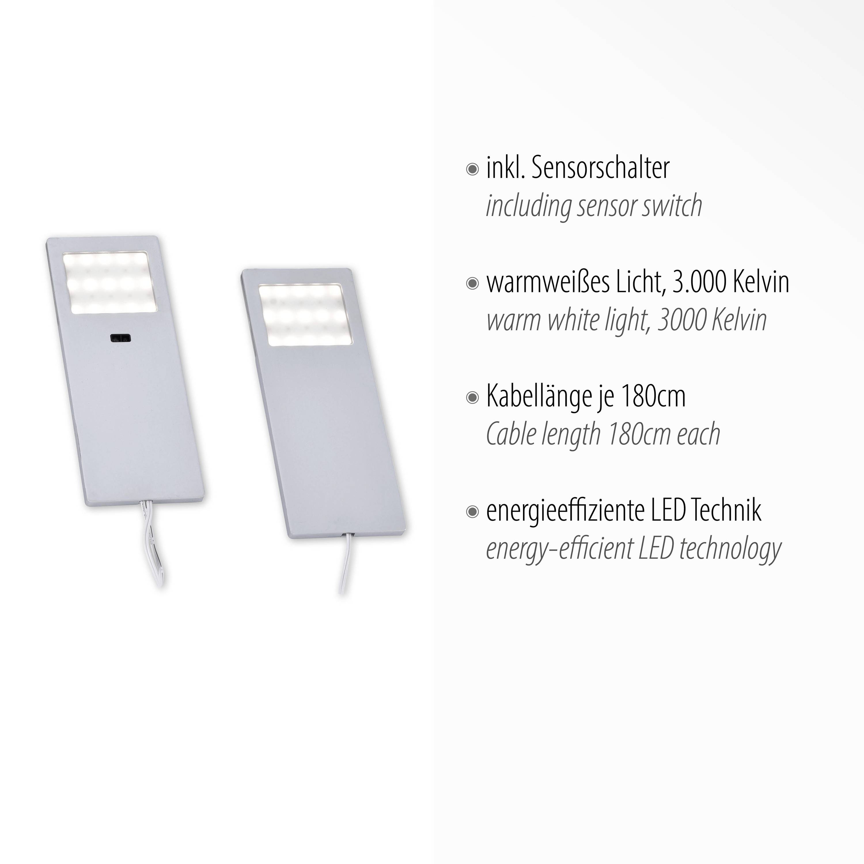 Paul Neuhaus HELENA LED-Unterbauleuchte 2er Set LED LED fest eingebaut 4W Warmweiß Aluminium