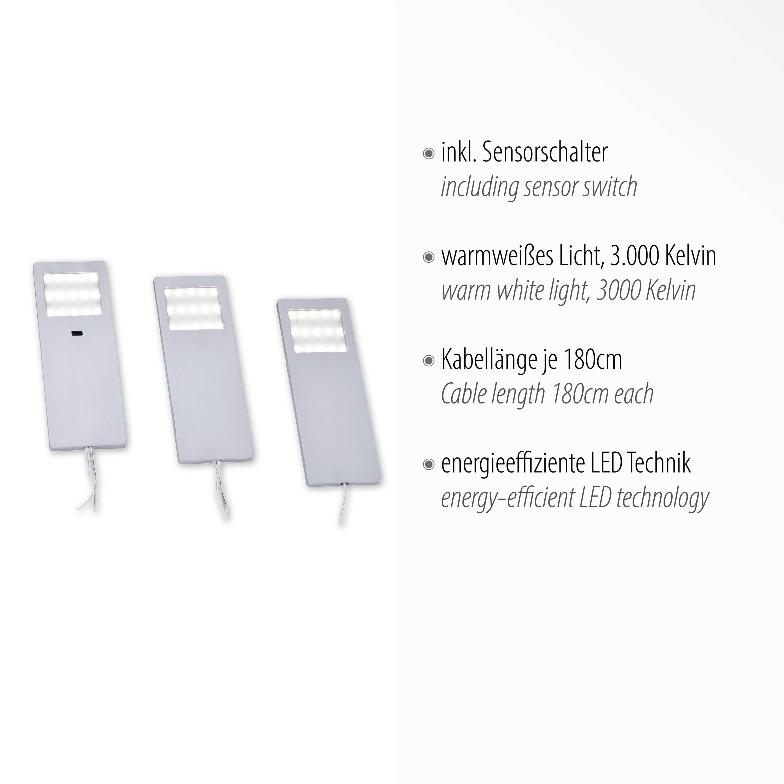 Paul Neuhaus HELENA LED-Unterbauleuchte 3er Set LED LED fest eingebaut 6W Warmweiß Aluminium