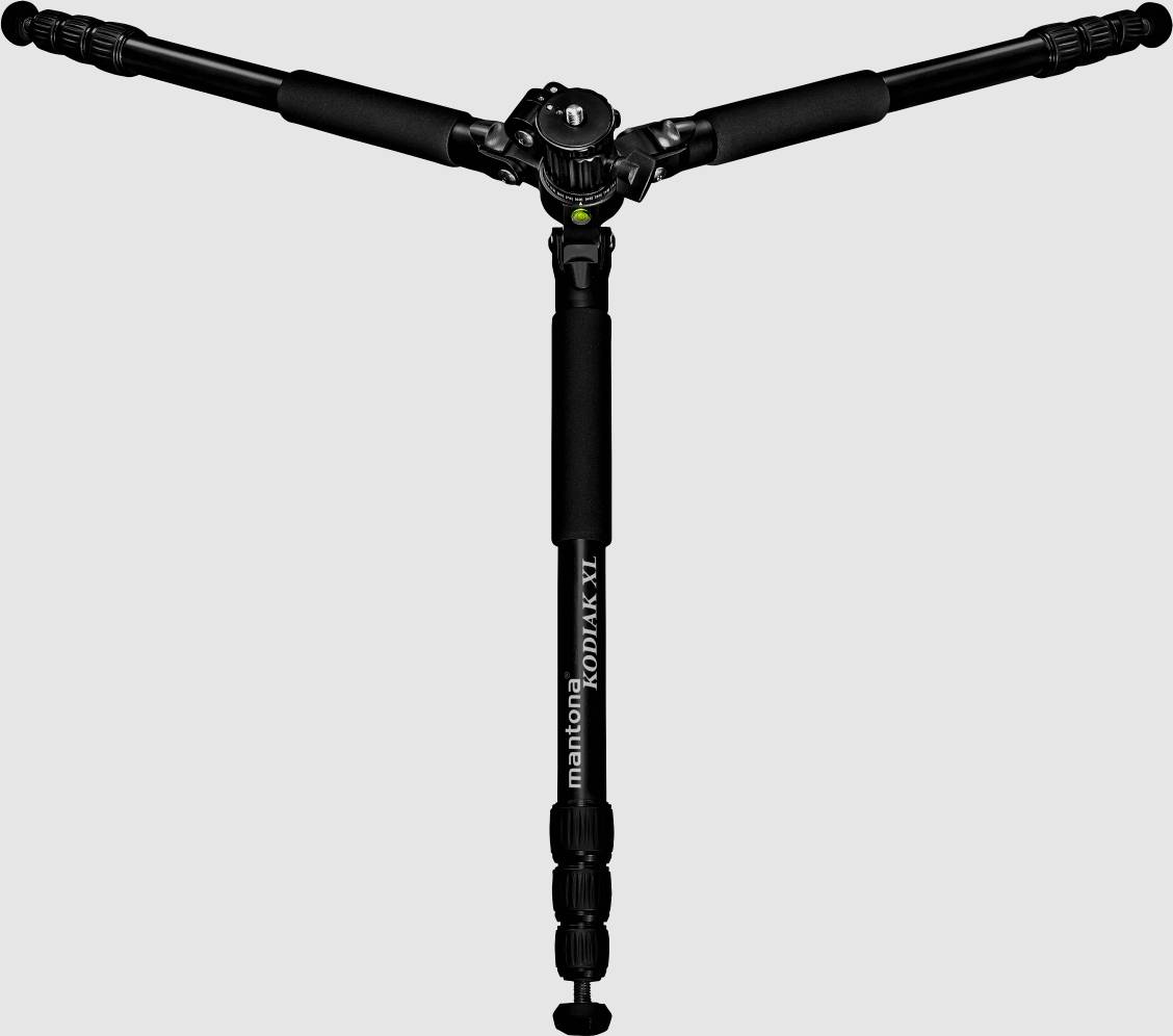 Mantona 21475 Dreibeinstativ Arbeitshöhe=80 - 1800 mm Schwarz, Grau Wasserwaage