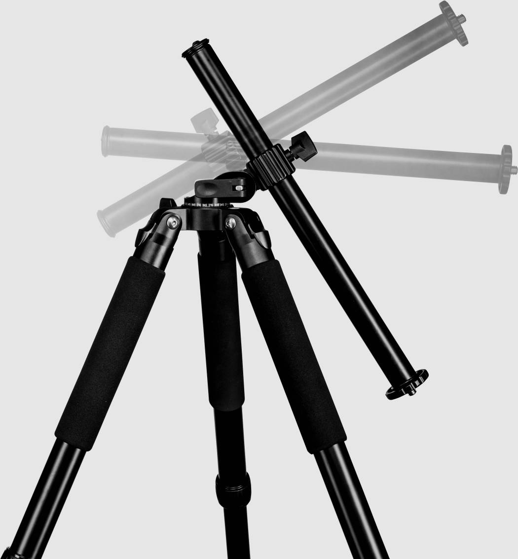 Mantona 21475 Dreibeinstativ Arbeitshöhe=80 - 1800 mm Schwarz, Grau Wasserwaage