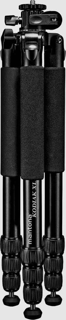 Mantona 21475 Dreibeinstativ Arbeitshöhe=80 - 1800 mm Schwarz, Grau Wasserwaage