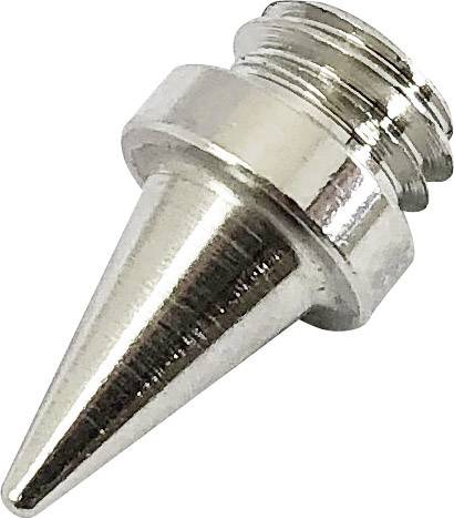 Ein silberner Metallkegel mit einer Gewindebasis. Möglicherweise ein Zubehör- oder Befestigungselement für technische Anwendungen.