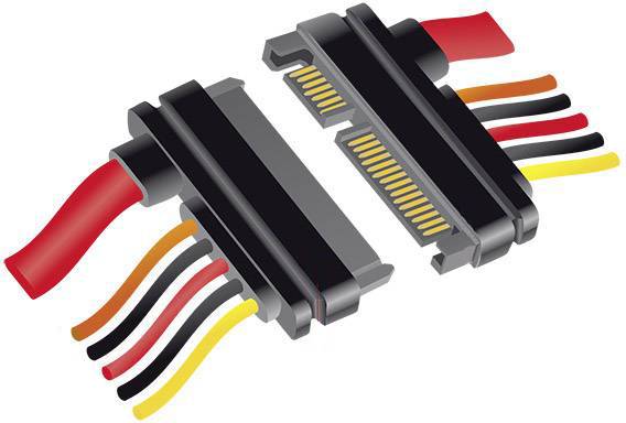 Delock Festplatten Verlängerungskabel [1x SATA-Kombi-Stecker 7+15pol. - 1x SATA-Kombi-Buchse 7+15pol.] 1.00 m Schwarz, Rot, Gelb, Orange