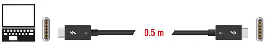 Delock Thunderbolt Anschlusskabel Thunderbolt™ (USB-C®) Stecker, Thunderbolt™ (USB-C®) Stecker 0.50 m Schwarz 84844 Thunderbolt™-Kabel