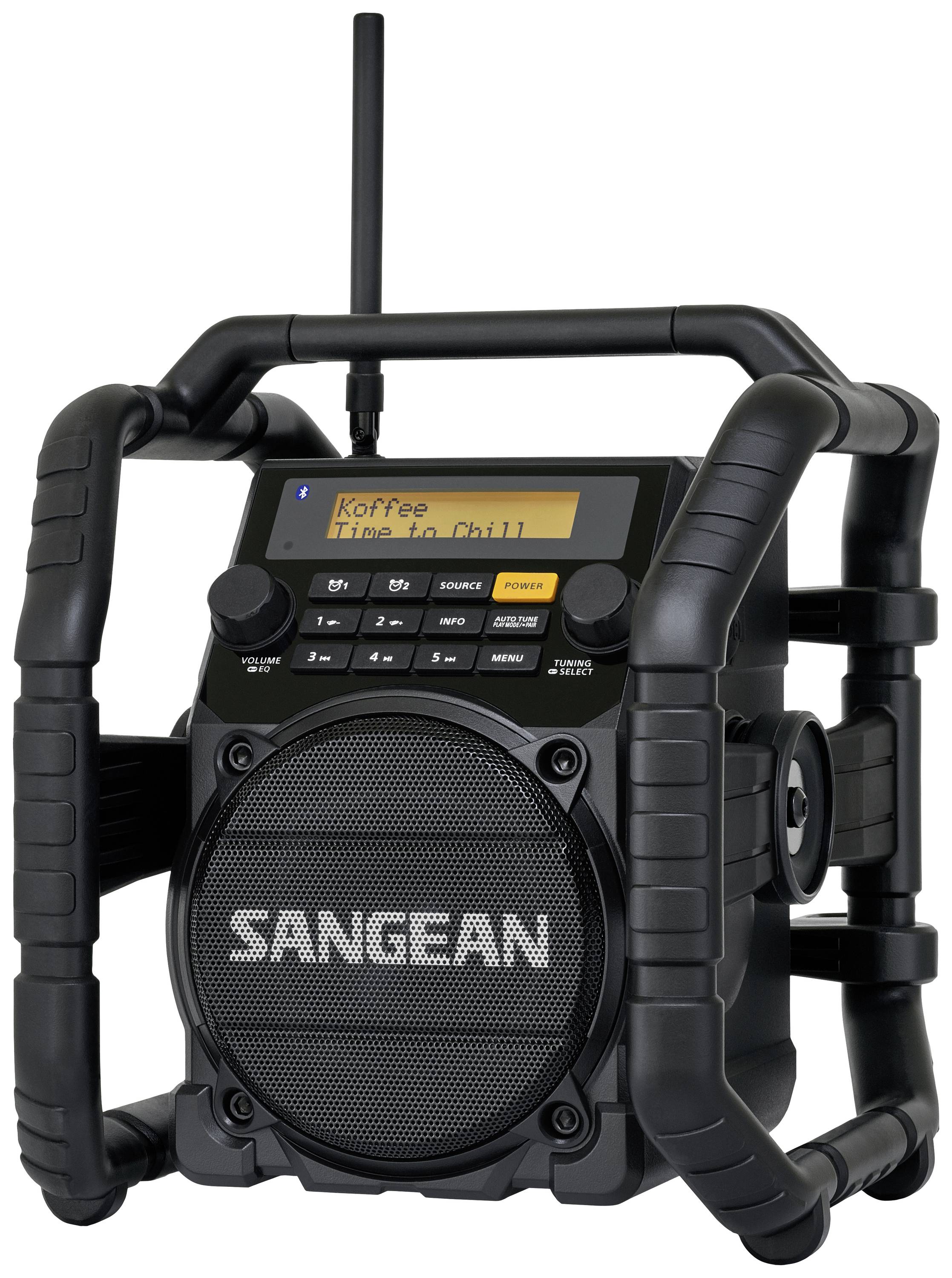 Sangean U-5 DBT Baustellenradio DAB+, UKW AUX, Bluetooth® wasserdicht, staubdicht, stoßfest Schwarz