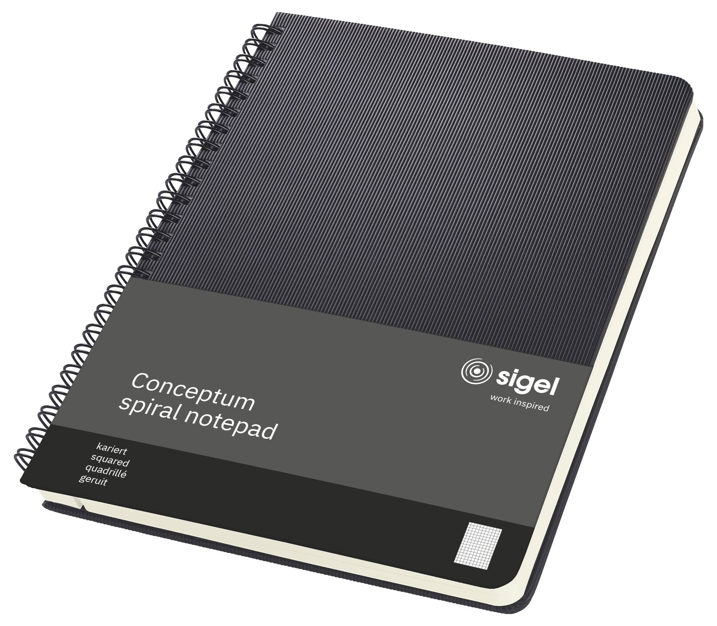 Sigel Spiralblock CONCEPTUM® CO822 Hardcover Schwarz DIN A5 kariert Anzahl der Blätter: 160