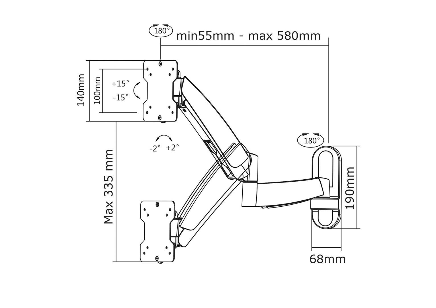 Neomounts Monitor-Wandhalterung FPMA-W955 1 25,4 cm (10") - 76,2 cm (30") Silber Neigbar, Schwenkbar