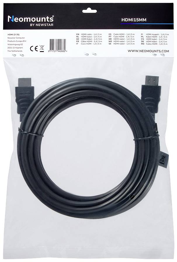 Neomounts HDMI Anschlusskabel HDMI-A Stecker, HDMI-A Stecker 5.00m Schwarz HDMI15MM HDMI-Kabel