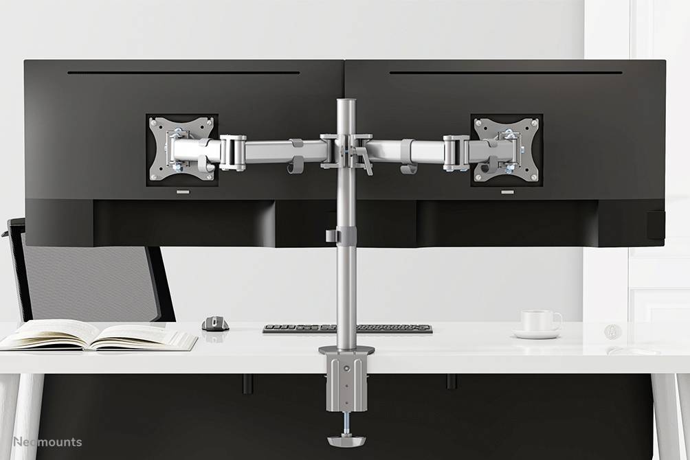 Neomounts NM-D135DSILVER 2fach Monitor-Tischhalterung 25,4cm (10") - 76,2cm (30") Neigbar, Schwenkbar Silber