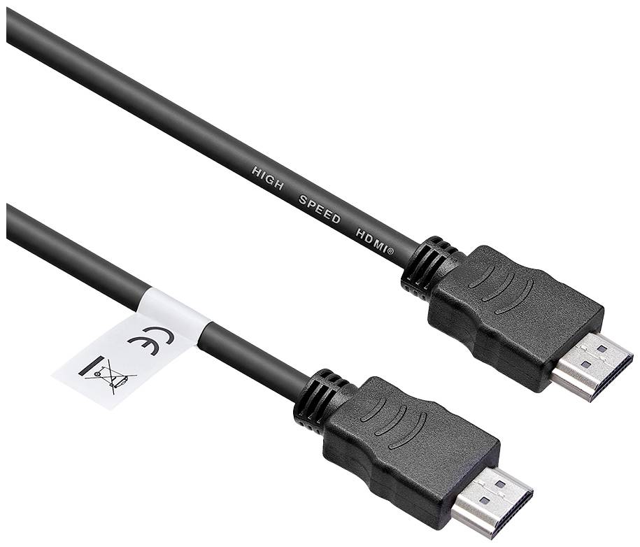 Ein schwarzes Hochgeschwindigkeits-HDMI-Kabel mit zwei Steckern, geeignet für die Verbindung von Audiogeräten und Bildschirmen.