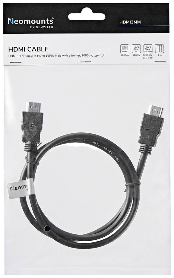 Neomounts HDMI-Kabel, HDMI 19Pin Stecker zu HDMI 19Pin Stecker, 1080p+, Typ 1.4, 150 cm Länge.