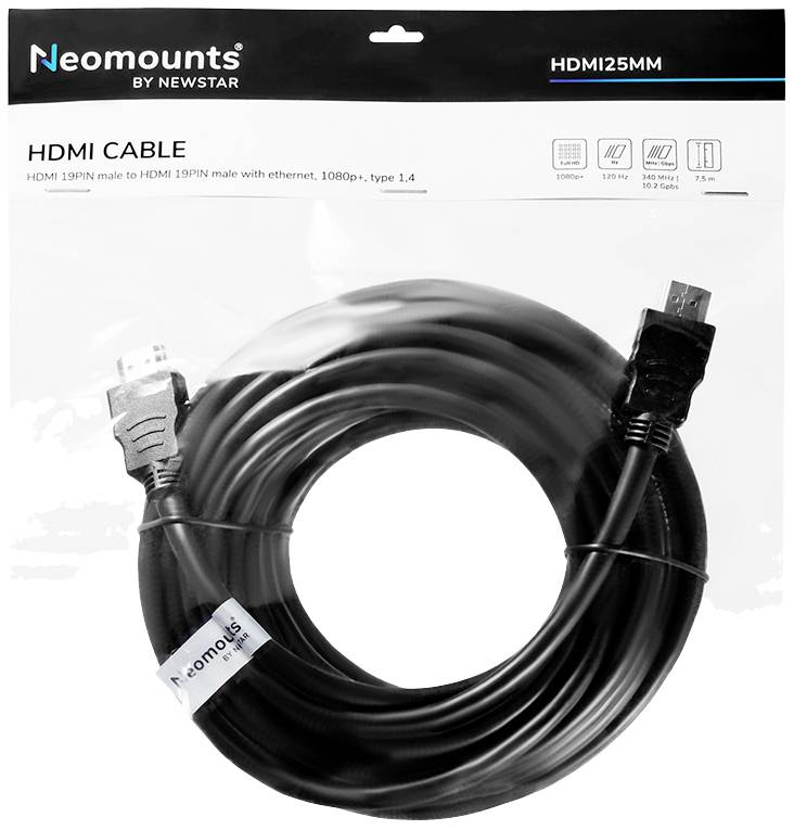 Neomounts HDMI Anschlusskabel HDMI-A Stecker 7.50m Schwarz HDMI25MM HDMI-Kabel