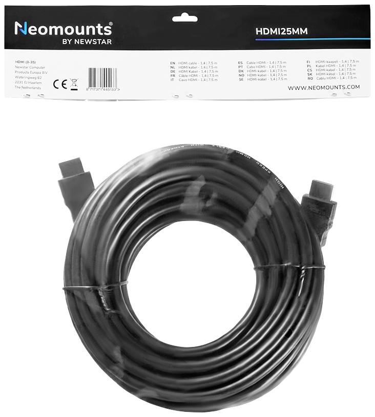 Neomounts HDMI Anschlusskabel HDMI-A Stecker 7.50m Schwarz HDMI25MM HDMI-Kabel
