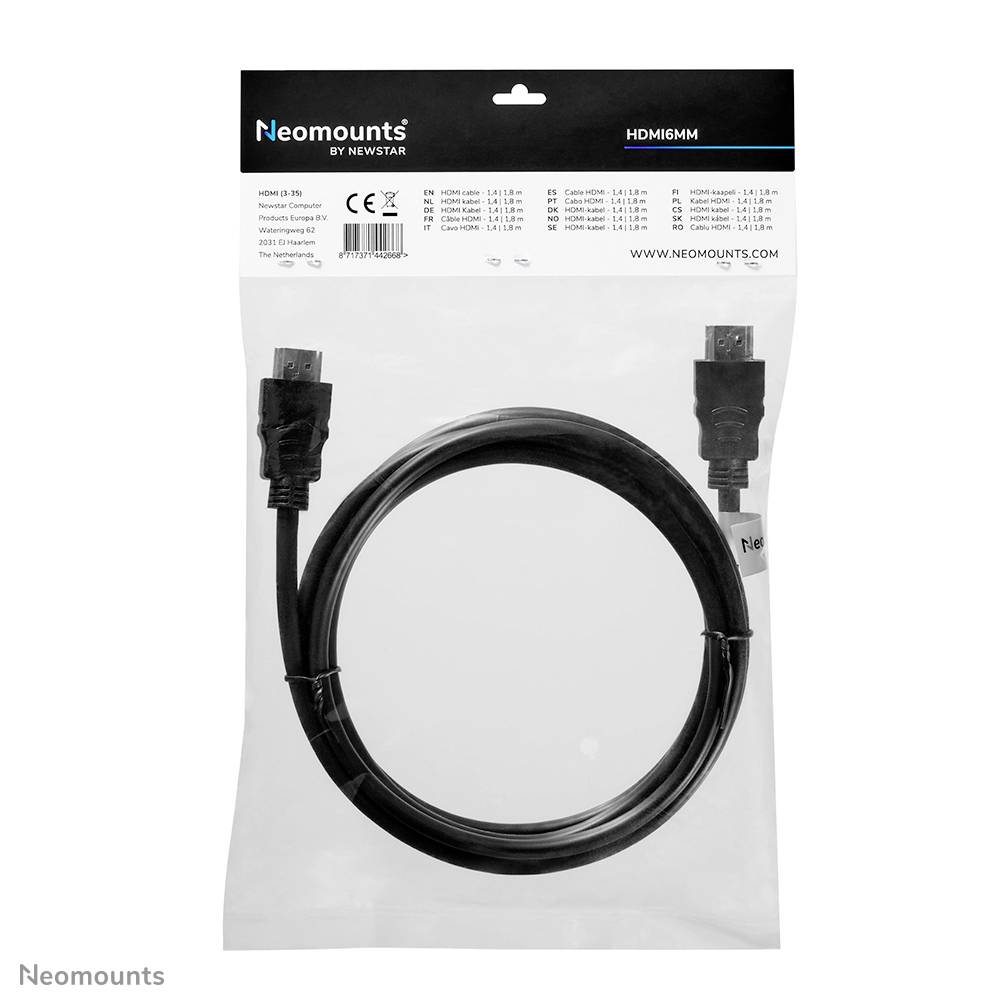 Neomounts HDMI Anschlusskabel HDMI-A Stecker, HDMI-A Stecker 1.80m Schwarz HDMI6MM HDMI-Kabel