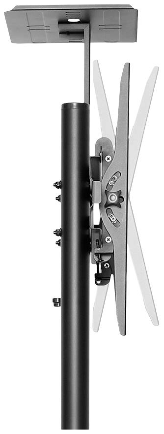 Seitenansicht einer TV-Deckenhalterung mit verstellbarem Arm und Montageplatte, geeignet für die Wand- oder Deckenbefestigung.