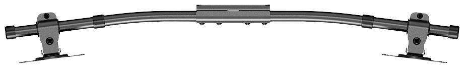 Eine gebogene Metallstange mit zwei Halterungen an den Enden.