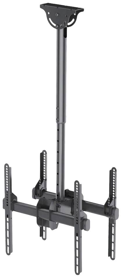 Ein verstellbarer Deckenhalter für Flachbildschirme, bestehend aus einer langen Stange und einem stabilen Halterahmen für TV-Montage.