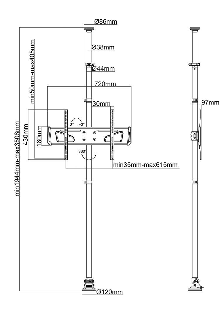 NewStar FPMA-CF250BLACK 1fach Monitor-Tischhalterung 94,0 cm (37") - 165,1 cm (65") Höhenverstellbar, Schwenkbar