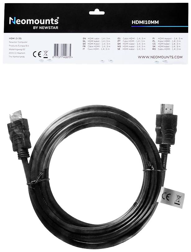 Neomounts HDMI Anschlusskabel HDMI-A Stecker 3.00m HDMI10MM HDMI-Kabel