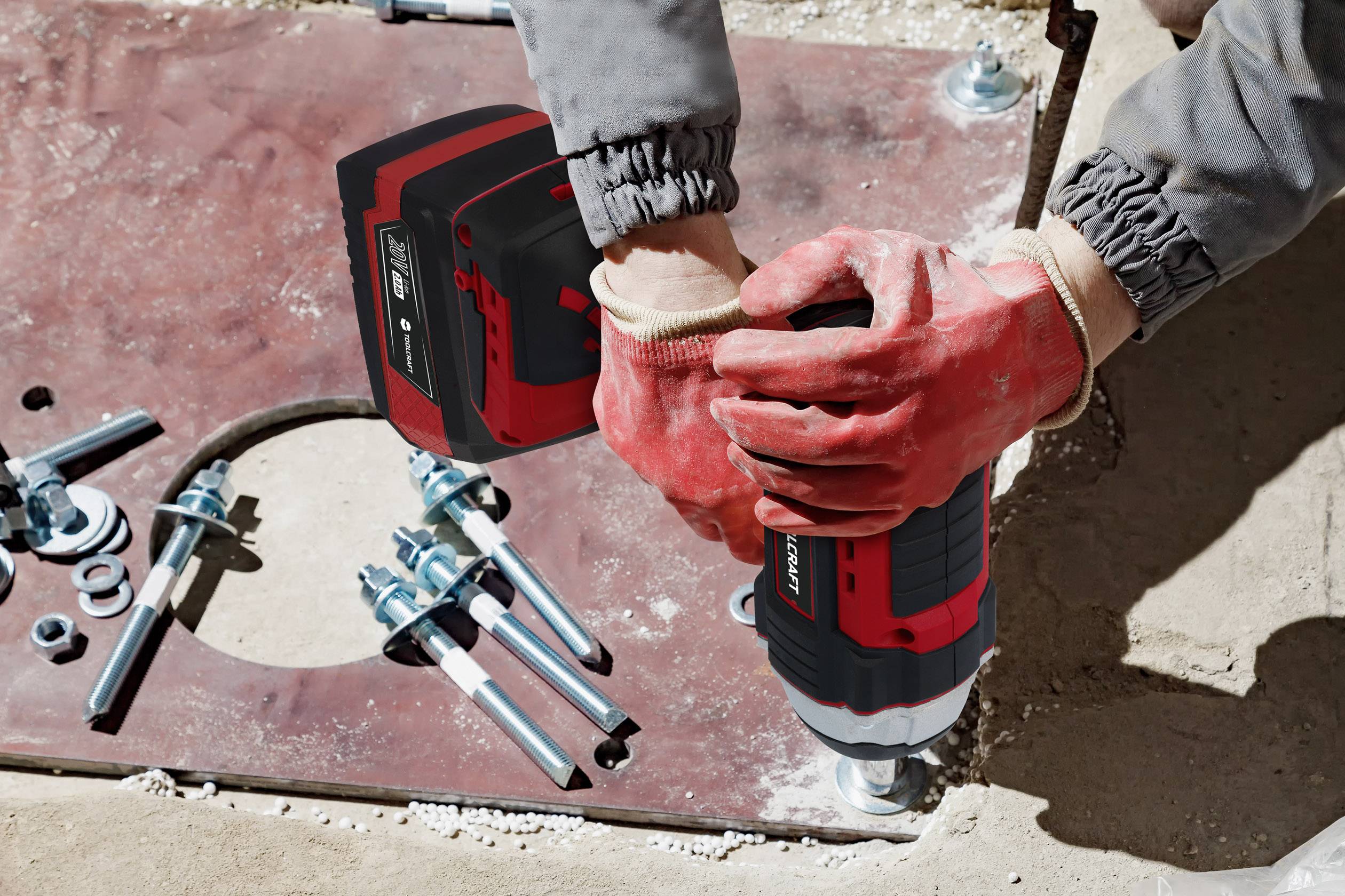 TOOLCRAFT TAWB-200 Radwechsel-Set - Kompressor 10 Bar + Akku-Schlagschrauber + Li-Ion-Akku 20 V/2Ah + Ladegerät 20V Li-Ion inkl