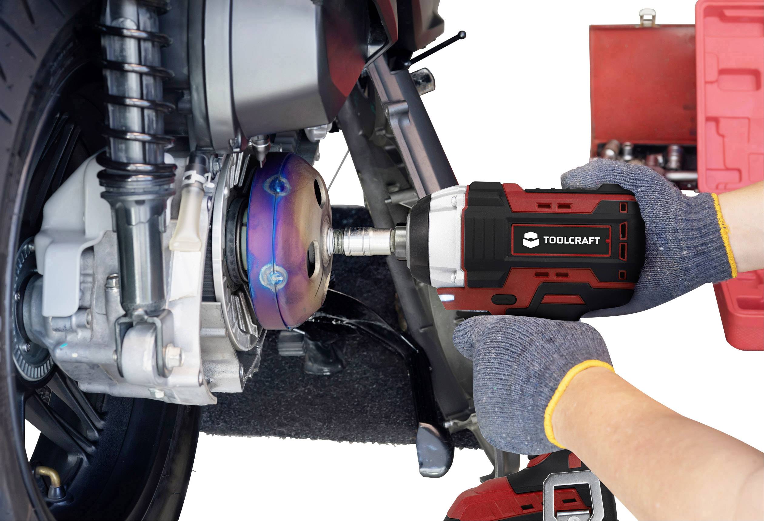 TOOLCRAFT TAWB-200 Radwechsel-Set - Kompressor 10 Bar + Akku-Schlagschrauber + Li-Ion-Akku 20 V/2Ah + Ladegerät 20V Li-Ion inkl