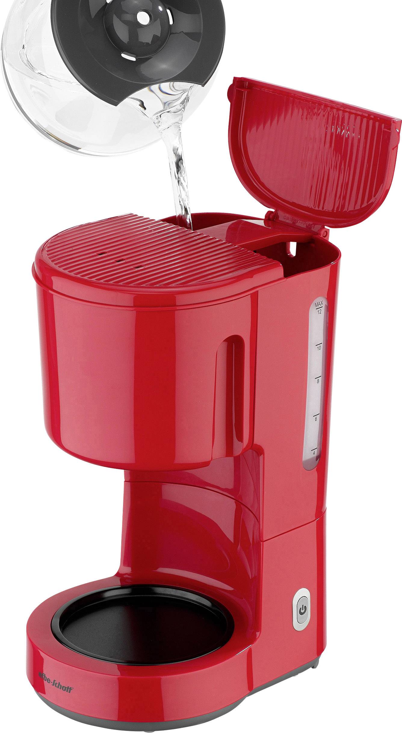 EFBE Schott SC KA 1080.1 ROT Kaffeemaschine Rot Fassungsvermögen Tassen=12 Glaskanne, Warmhaltefunktion