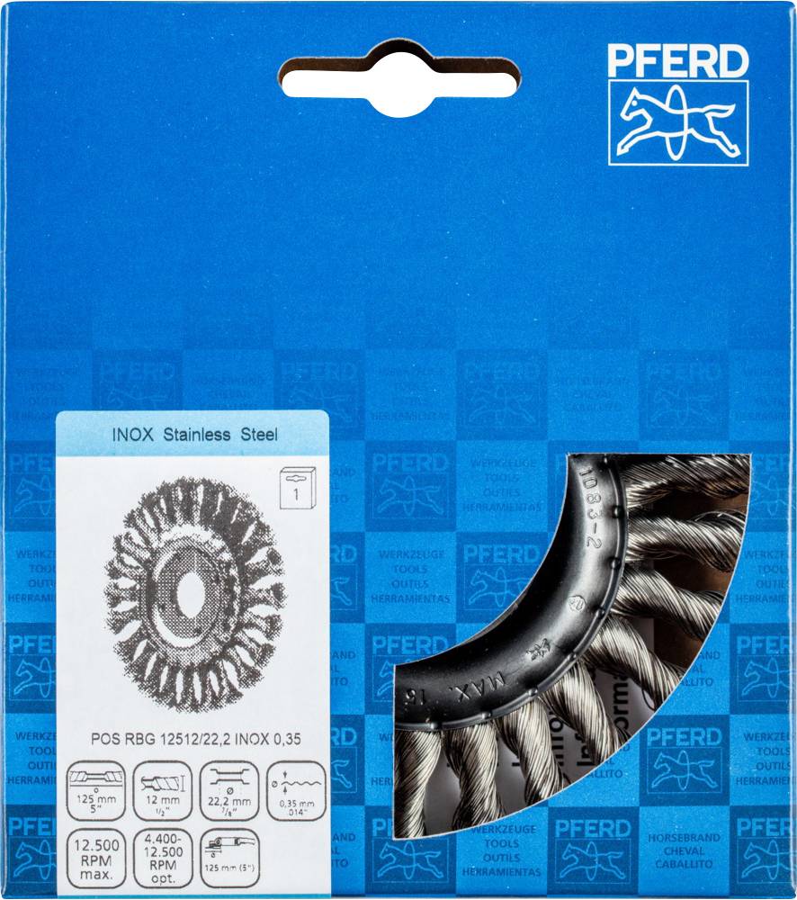 PFERD TOOLS Rundbürste, gezopft POS RBG 12512/22,2 INOX 0,35 Rbg 43303006 1St.