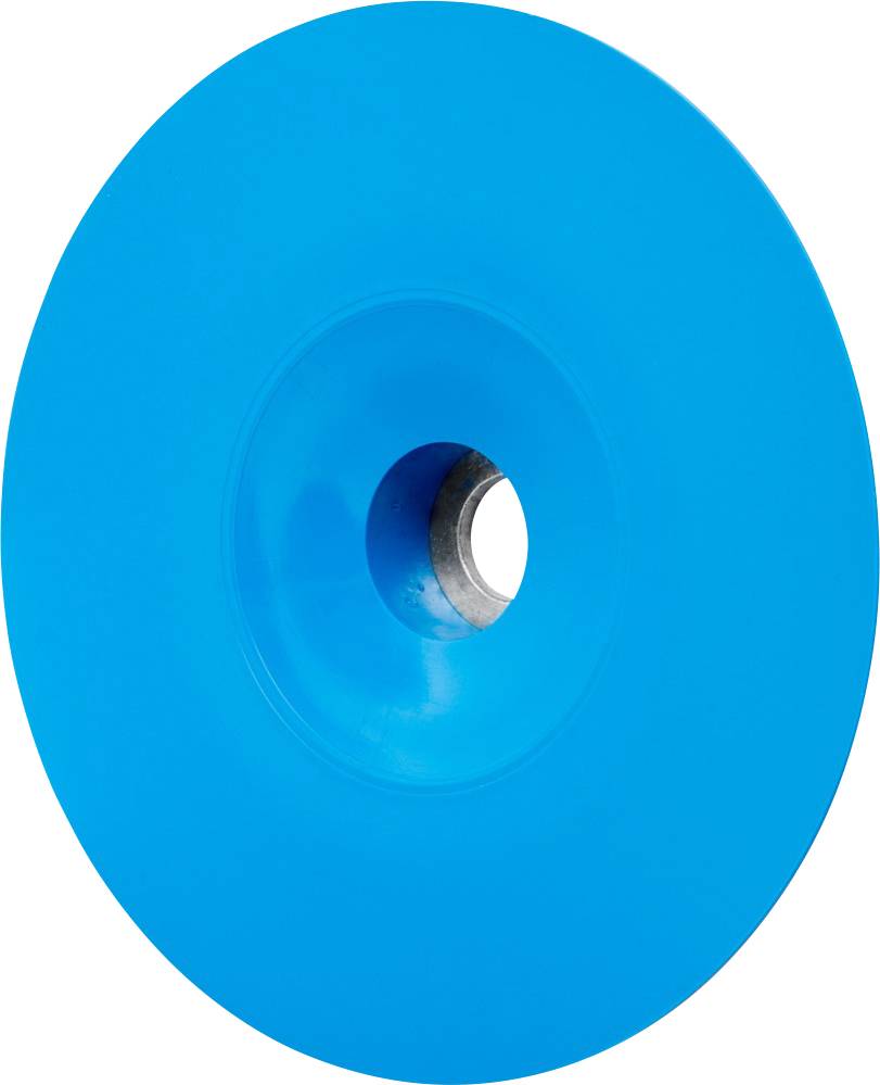 Eine blaue Schutzabdeckung auf einem Metallzylinder.