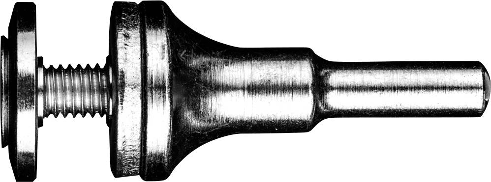 Metallischer Bolzen mit Gewinde, zylindrischen Formen und einem geriffelten Kopf, möglicherweise Teil eines mechanischen Systems.