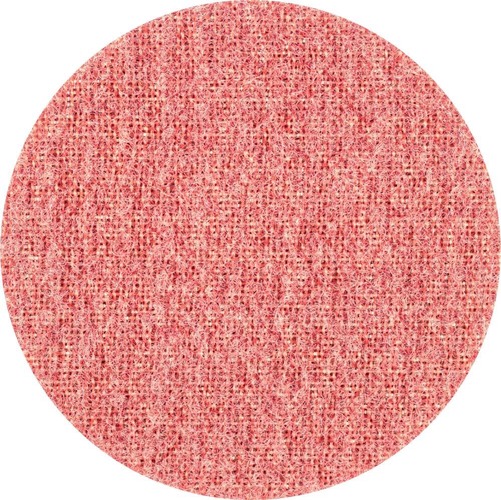 Ein rundes, strukturiertes Material in Rosa- und Rottönen, das einem Stoff ähnelt, möglicherweise zur Illustration von Textilien.