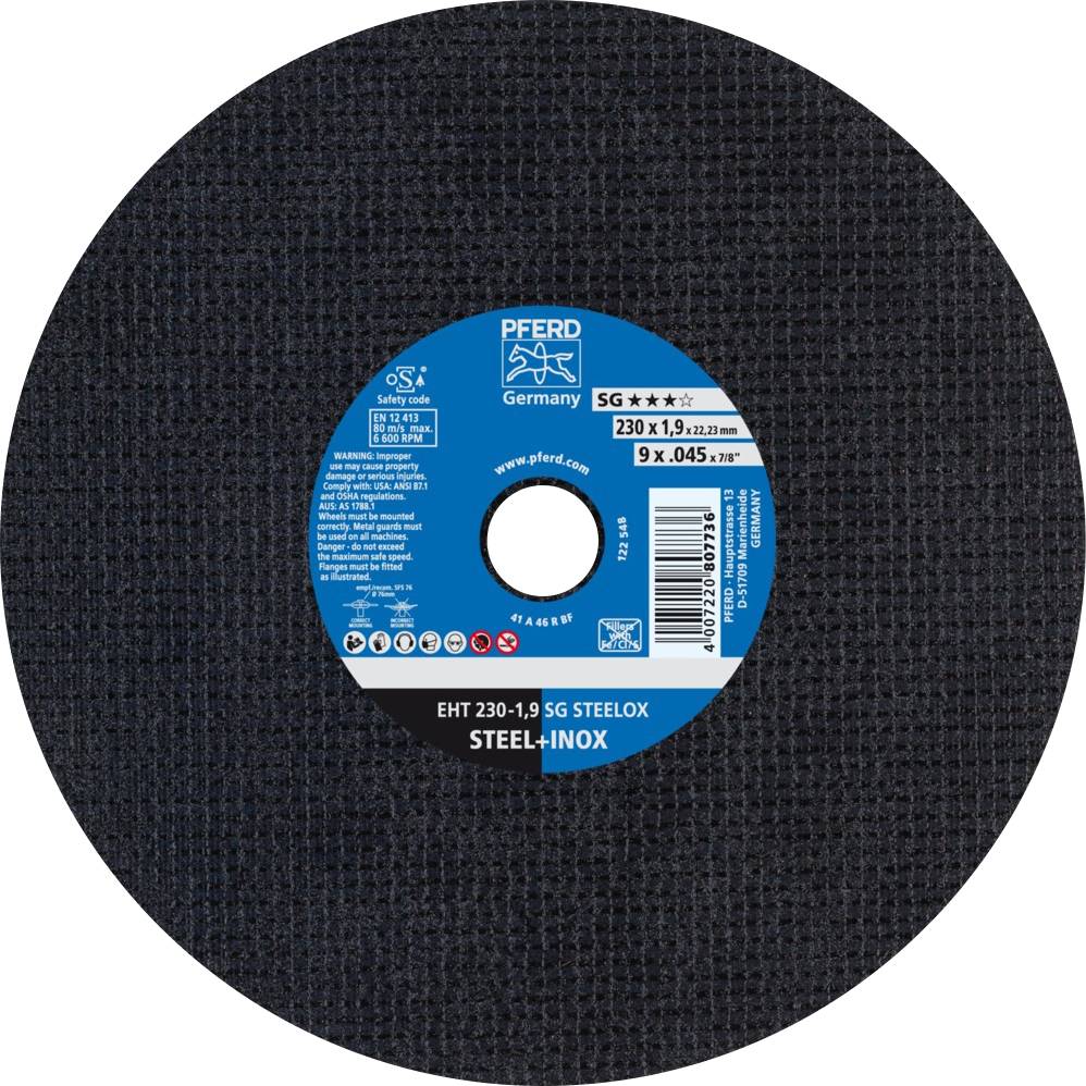 Trennscheibe SG STEELOX D230x1,9mm ger.INOX Bohr.22,23mm PFERD