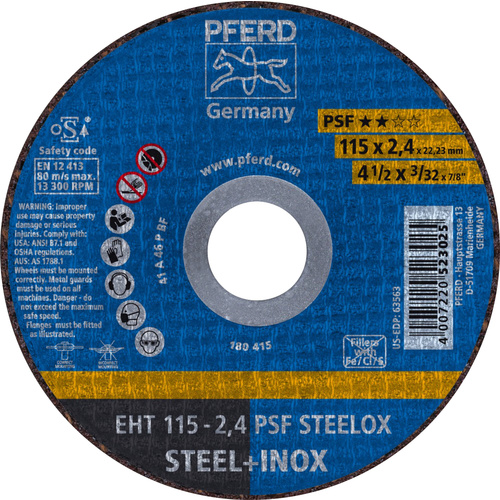 PFERD PSF STEELOX 61730122 Trennscheibe gerade 115mm 25 St. Edelstahl, Stahl