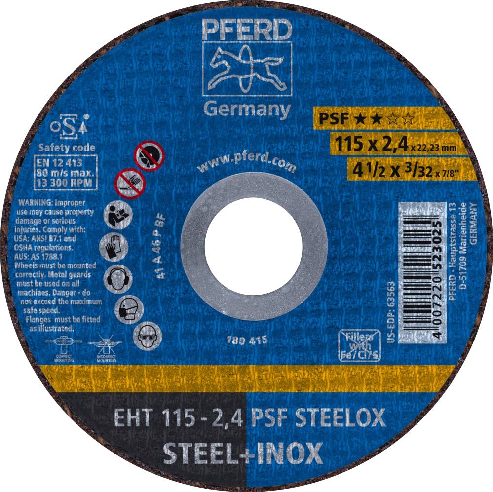 PFERD TOOLS PSF STEELOX 61730122 Trennscheibe gerade 115 mm 25 St. Edelstahl, Stahl
