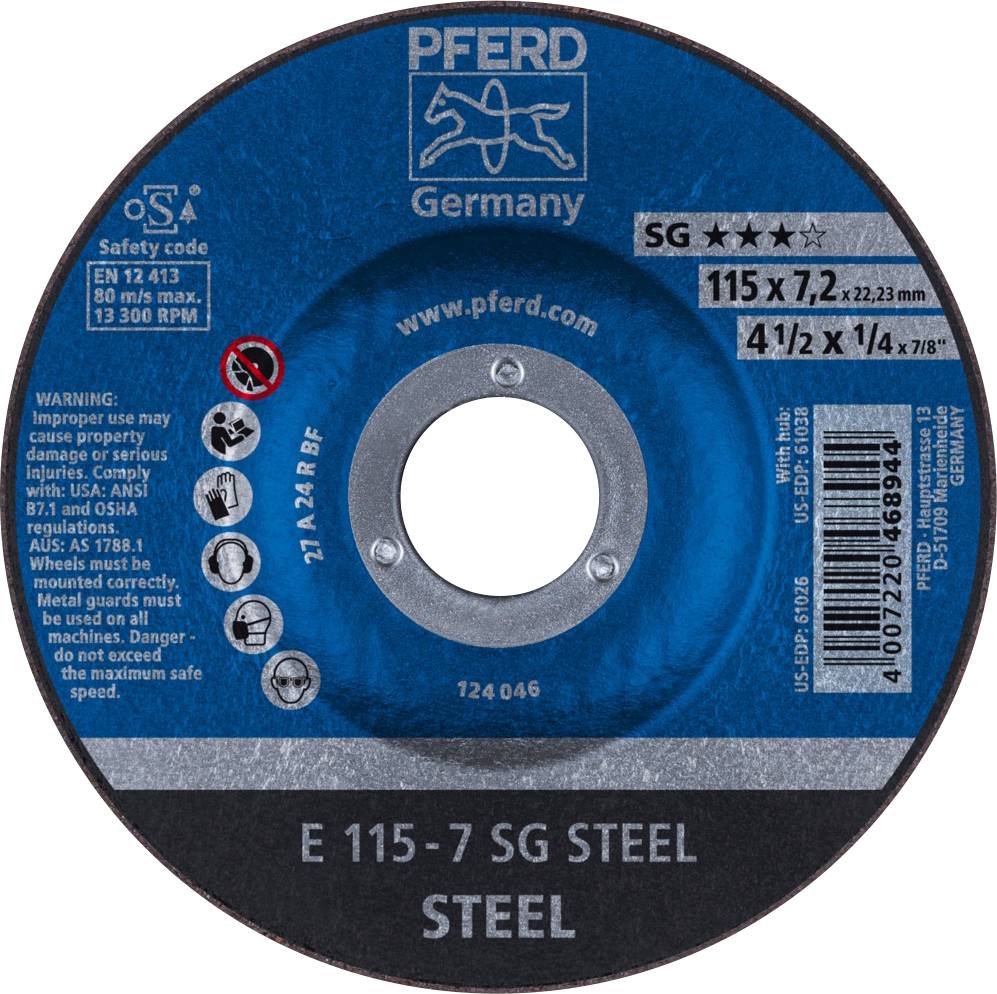 PFERD TOOLS 62211626 Sg Steel Schruppscheibe gekröpft Durchmesser 115 mm Bohrungs-Ø 22.23 mm 10 St.