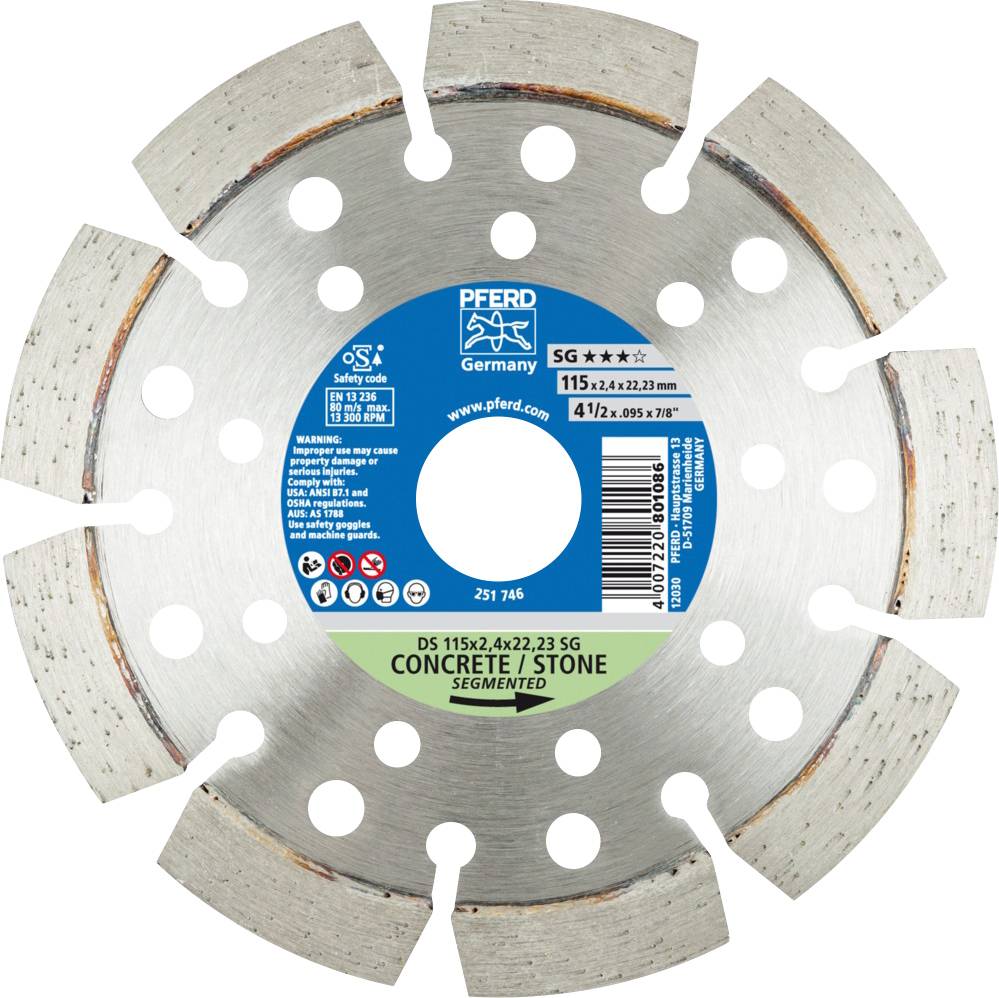PFERD 68000041 Ds Sg Diamanttrennscheibe Durchmesser 115mm Bohrungs-Ø 22.23mm 1St.