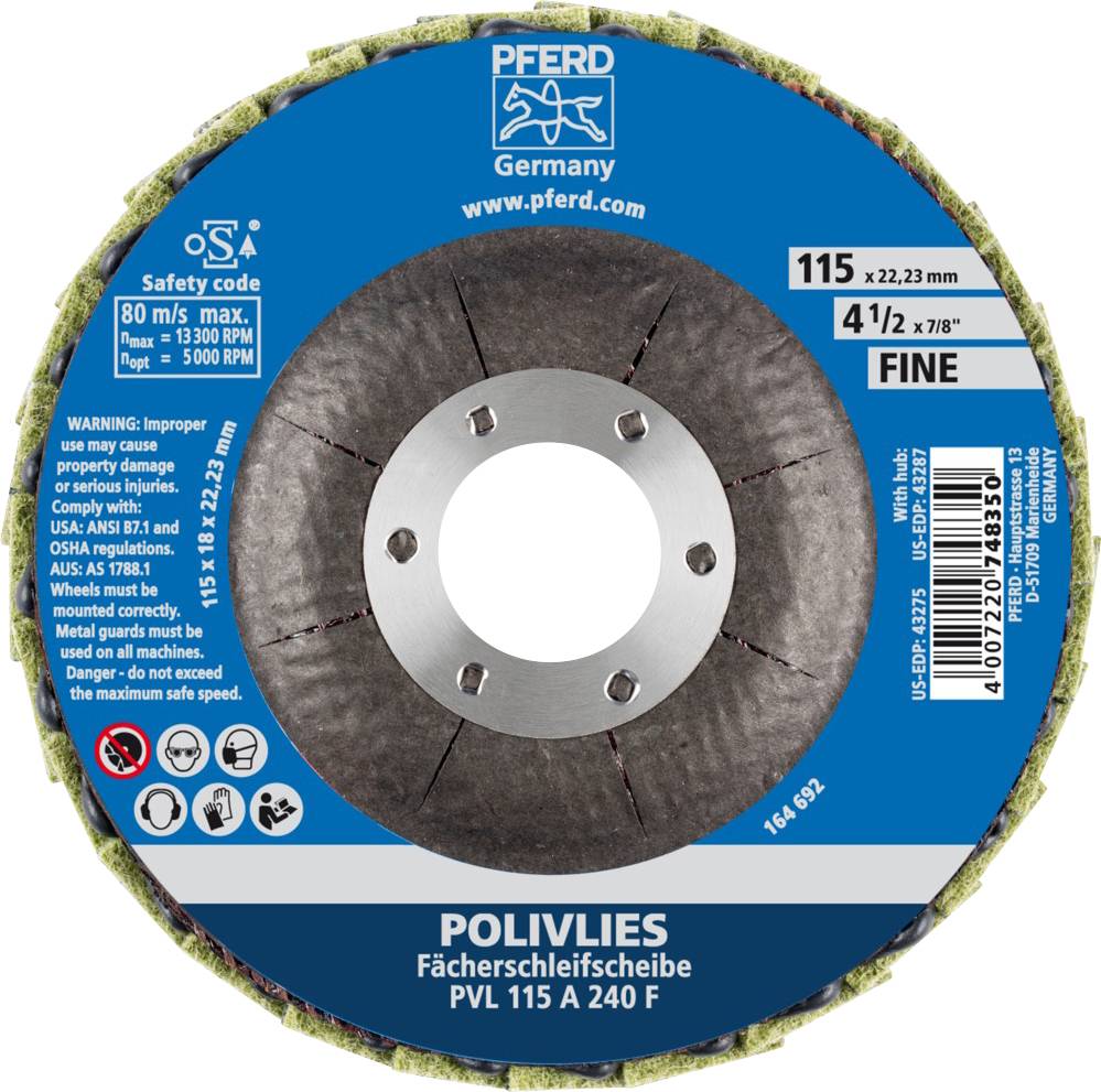 PFERD 44694103 Pvl Fächerschleifscheibe Durchmesser 115mm Bohrungs-Ø 22.23mm 5St.