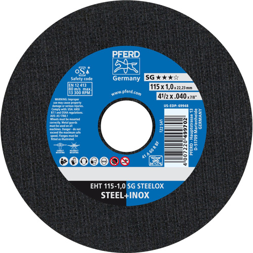 PFERD SG STEELOX 61340412 Disque à tronçonner 115 mm 25 pc(s) acier inoxydable, acier