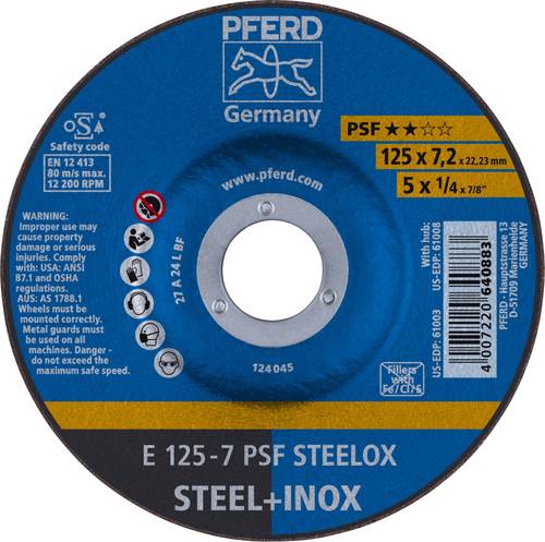 PFERD TOOLS 62012640 Psf Steelox Schruppscheibe gekröpft Durchmesser 125 mm Bohrungs-Ø 22.23 mm 10