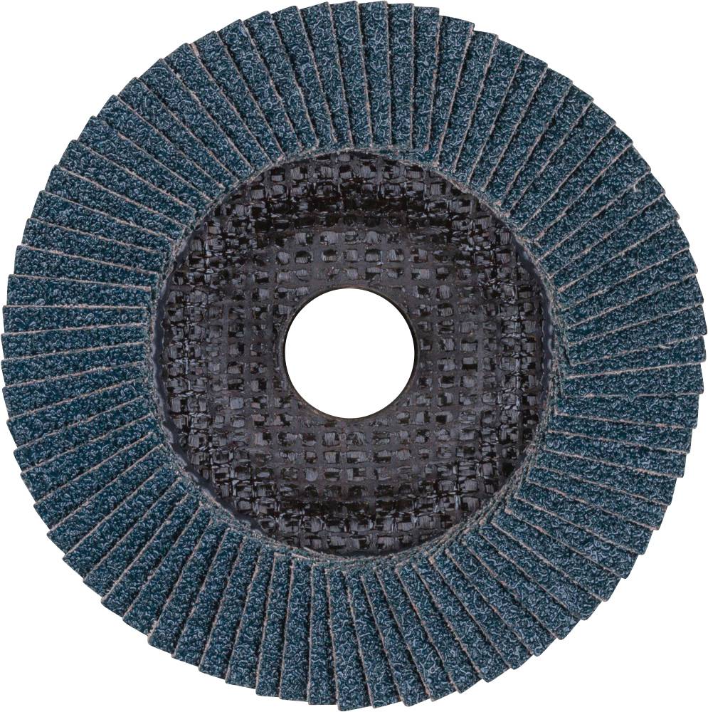 Schleifscheibe mit blaugrünem Schleifgewebe, runde Form, zentrales Loch, geeignet für Schleifarbeiten auf Metall oder Holz.
