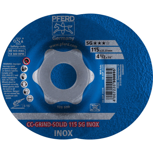 PFERD 64186115 Cc-Grind-Solid Sg Inox Schruppscheibe gekröpft Durchmesser 115mm Bohrungs-Ø 22.23mm 10St.