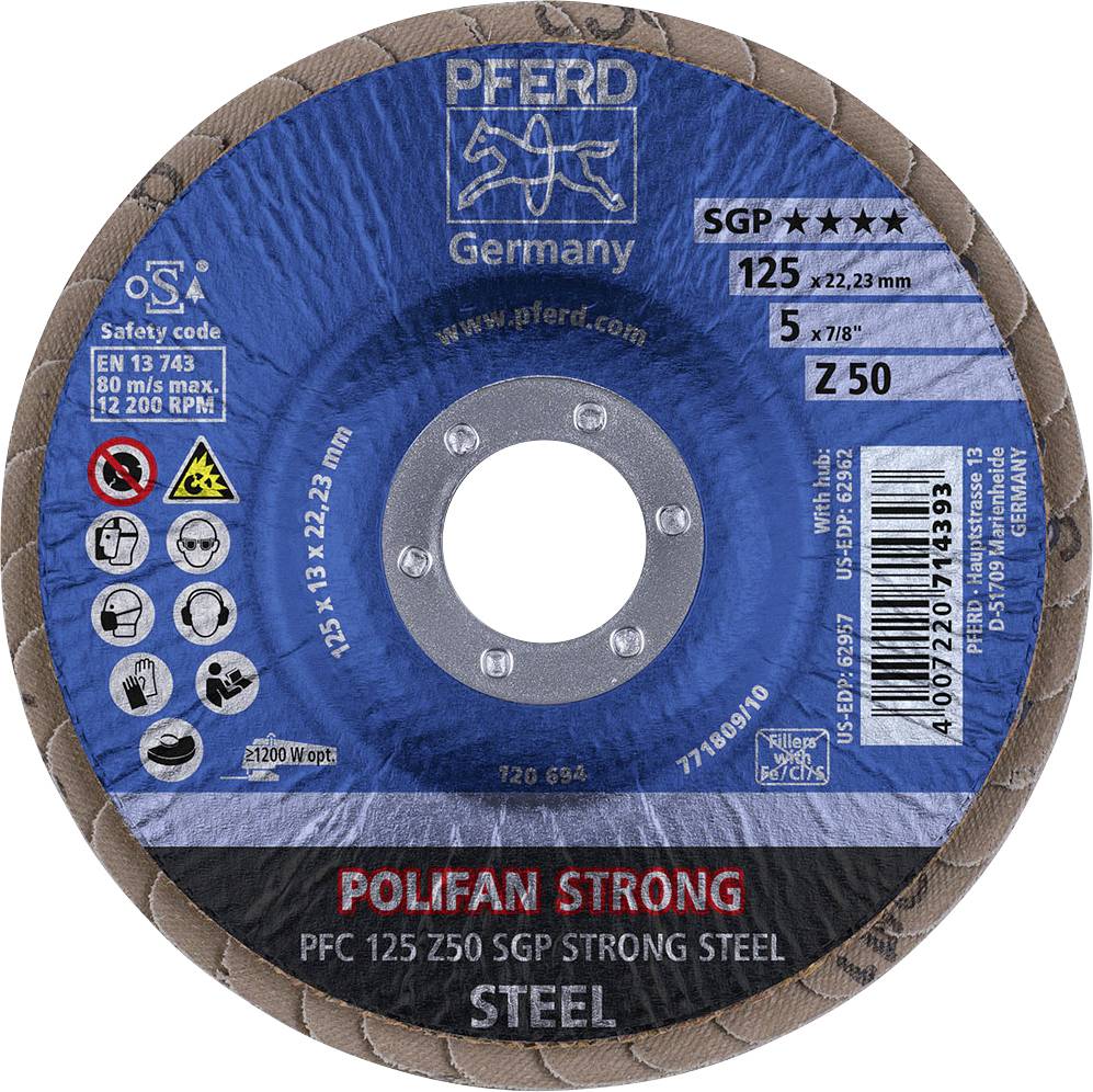 PFERD 67788125 Z Sgp Strong Steel Fächerschleifscheibe Durchmesser 125mm 10St.