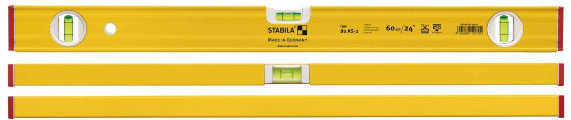 Stabila Type 80 AS-2 19170 Leichtmetall-Wasserwaage 60 cm