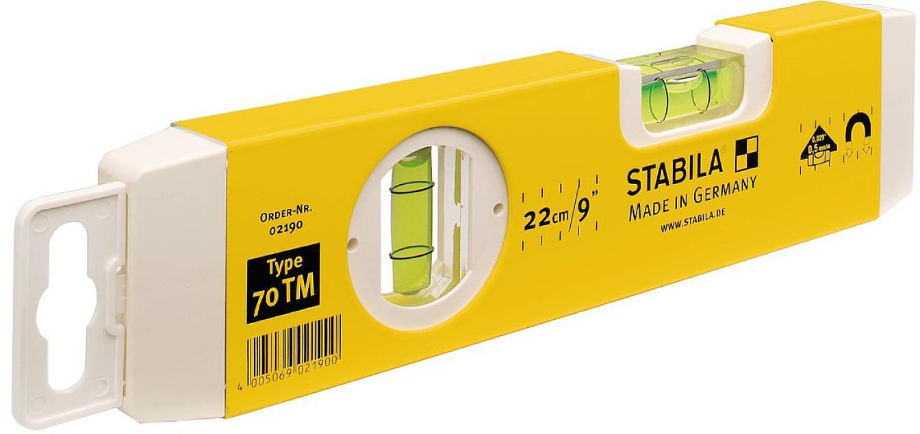 Stabila Type 70 TM 2190 Torpedo-Wasserwaage mit Magnet 23.50cm
