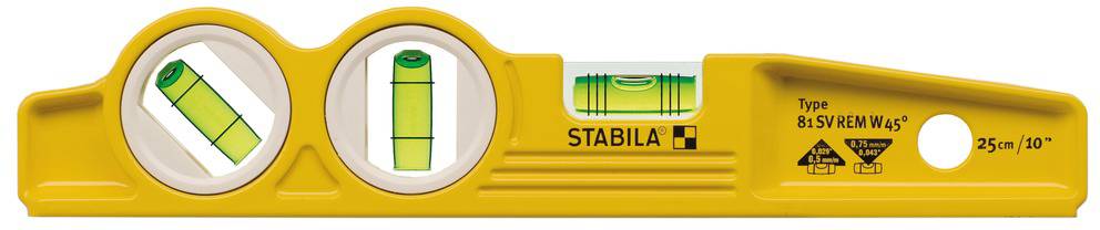 Stabila Type 81 SV REM W45 Torpedo 16672 Leichtmetall-Wasserwaage mit Magnet 25cm
