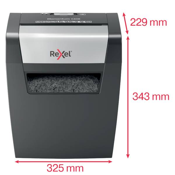 Rexel Momentum X406 Aktenvernichter 6 Blatt Mikroschnitt 4 x 28mm P-4 15l Vernichtet auch Heftklammern, Büroklammern