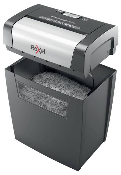 Rexel Momentum X406 Aktenvernichter 6 Blatt Mikroschnitt 4 x 28mm P-4 15l Vernichtet auch Heftklammern, Büroklammern